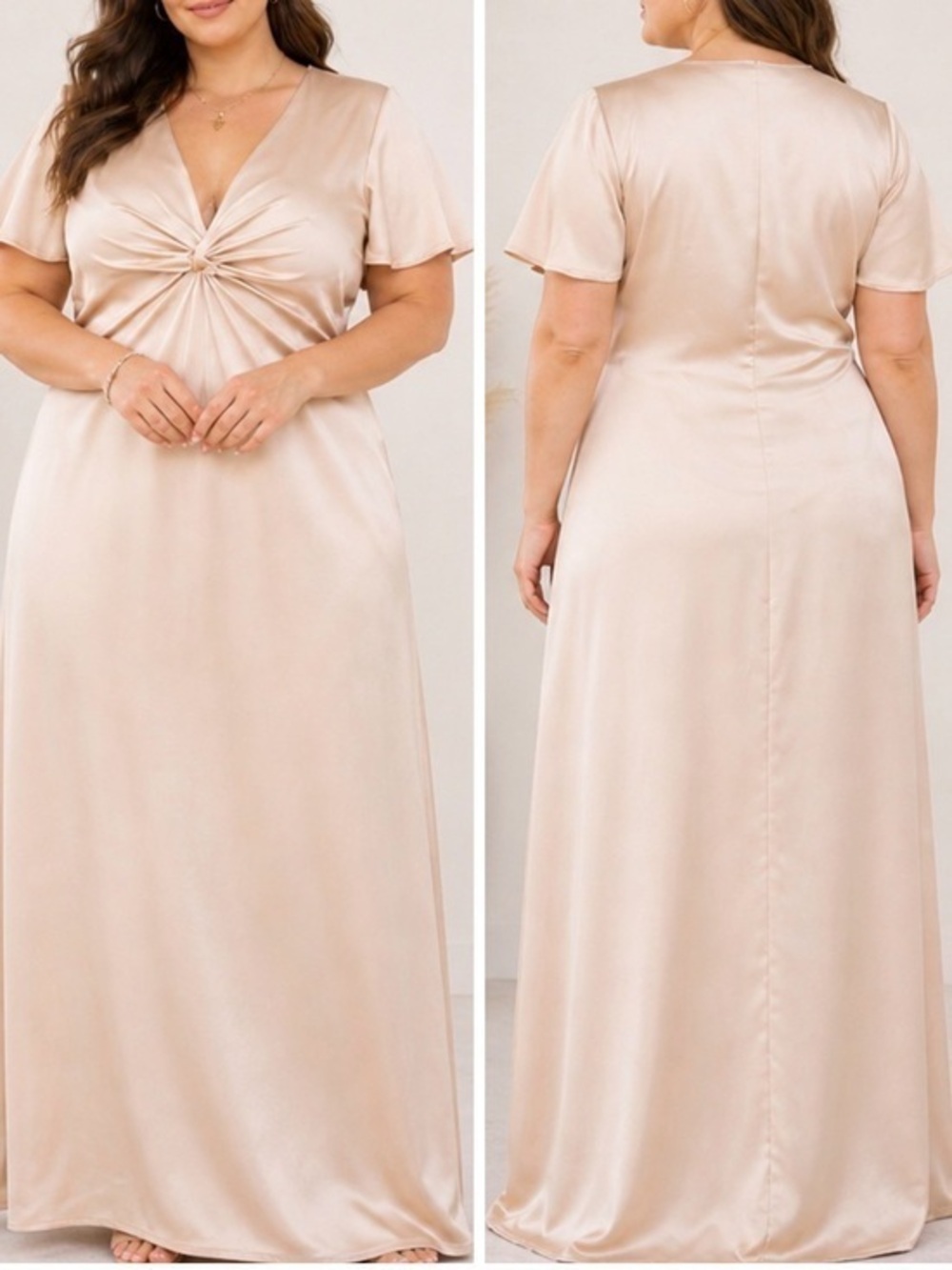 Show Me Your Mumu Rome Twist Maxi Dress Champagne Wedding Bridesmaid Satin Gown